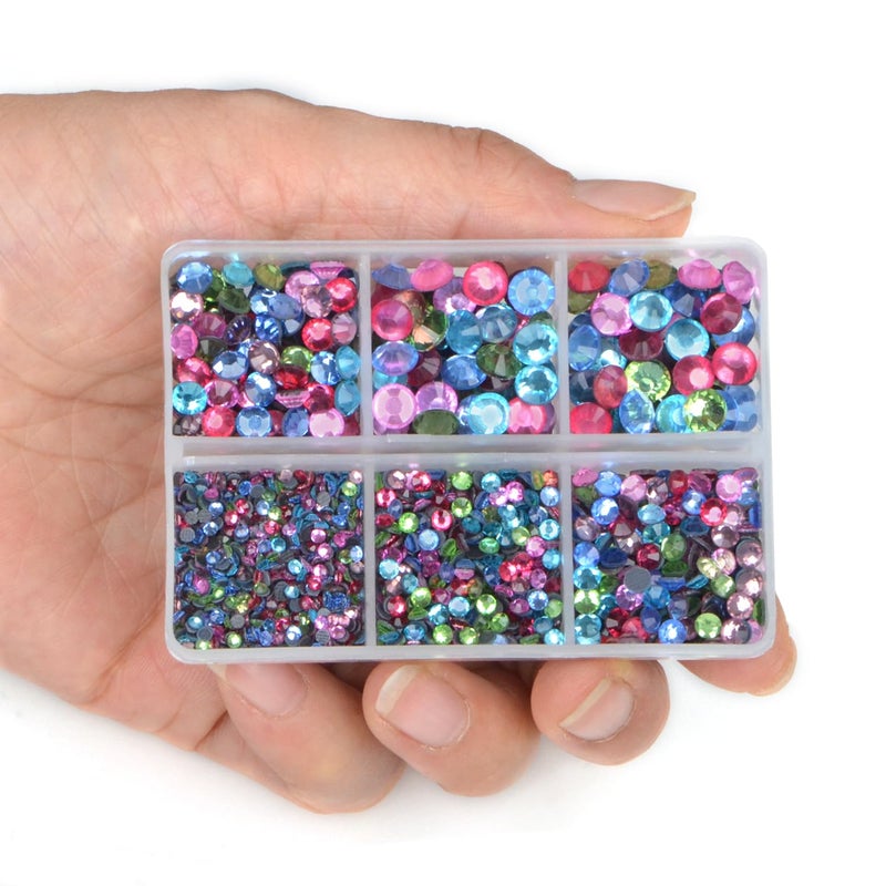 LPBeads 6400 Pieces Siam and Mix Color Hotfix Rhinestones Flat Back 5 Mixed Sizes Crystal Round Glass Gems with Tweezers and Picking Rhinestones Pen - Image 4